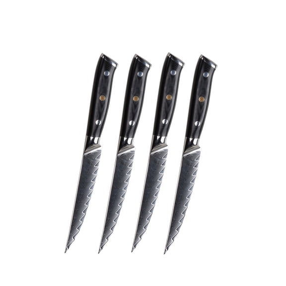 Damascus Steak Knife Set Of 4 - Black G10