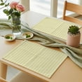 thumbnail image 6 of Yellow Striped Placemats for Dinning Table Set of 4, Modern Simple Farmhouse Beige Vintage Burlap Kitchen Place Mats Waterproof Cloth Table Mats, Indoor Outdoor Placemats Easy Clean Dinner Decor, 6 of 8
