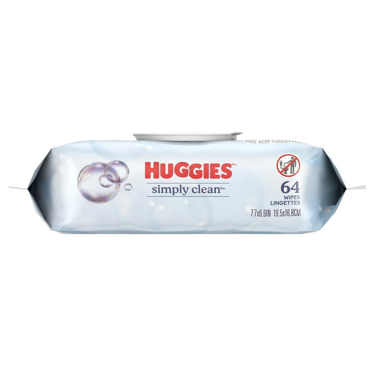 Huggies Simply Clean Baby Wet Wipers, Unscented, 1 Pack, 64