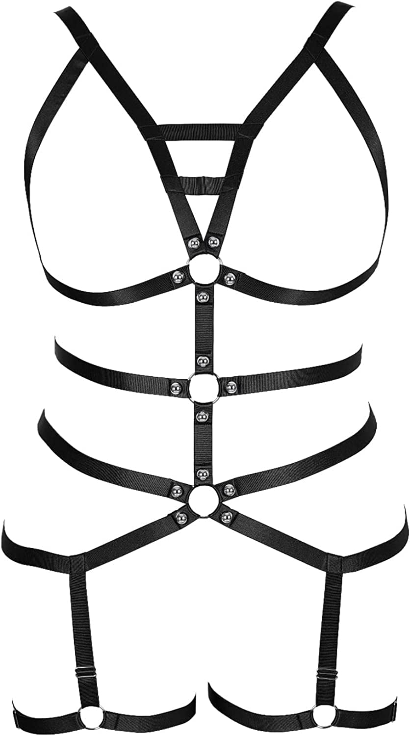 Plus Size Woman Lingerie Garter Belt Set Pentagram Full Cage Body chain