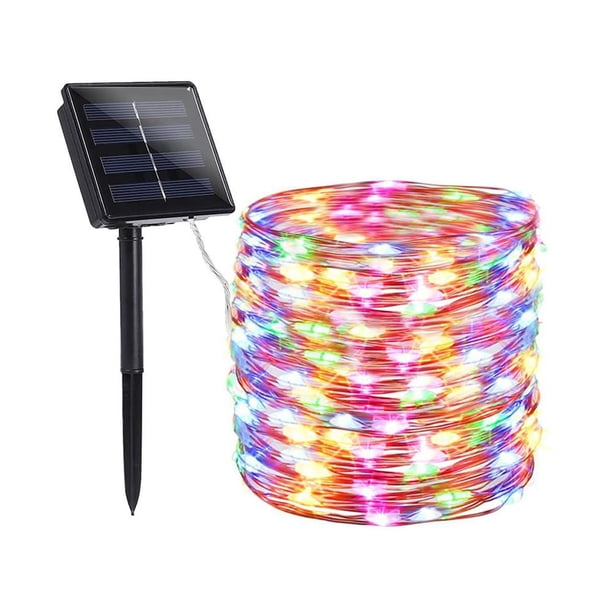 Luces de cadena solares Lámpara de hadas de alambre de cobre impermeable (100LED) Multicolor