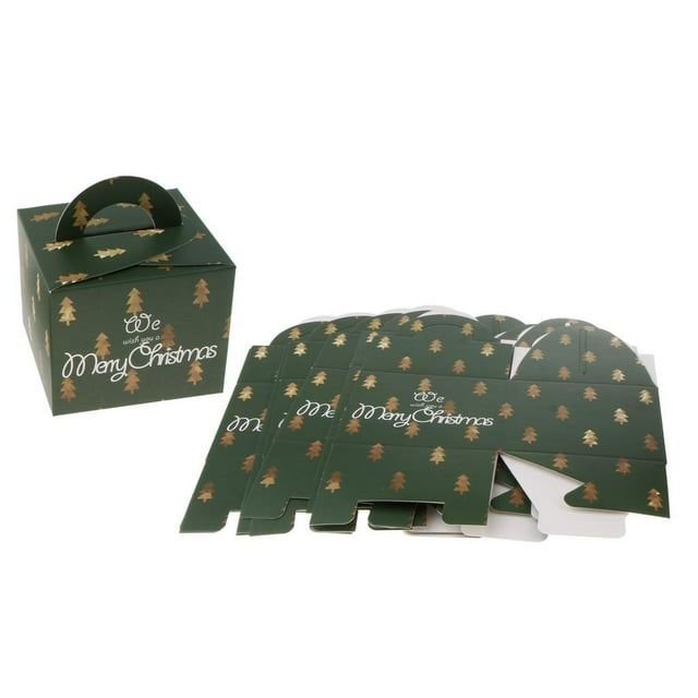 GUOOL Merry Party Favor Gift Sweets Carrier candy pockets Portable Boxes, Package Green Xmas Tree