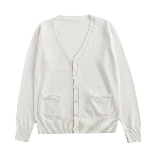 ATOYSOY Women's Classic Cardigan Uniform Sweater V Neck Button Knit Cardigans Coat with Pockets S