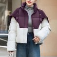 thumbnail image 2 of Fashion Winter Warm Coats for Womens Hooded Plus Size Short Down Jacket With Double Pockets Long Sleeves Without A Hat And A Flip Collar Casual Outwear, 2 of 7