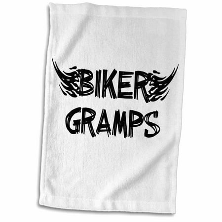 

3dRose Biker Gramps. Grunge word art with black and white flames Funny old motorbike grandfather motorcycle - Towel 15 by 22-inch