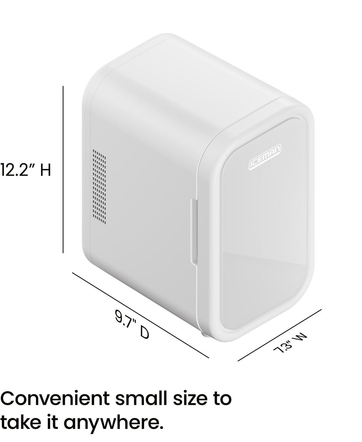 Mini-réfrigérateur portable ICEMAN avec 8 canettes de 355 ml (12 oz), refroidit et chauffe, prise pour voiture incluse - Blanc, Nouveau