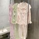 thumbnail image 4 of El pijama de manga larga de seda satinada de hielo se puede usar al aire libre, estilo lindo, ropa de casa para mujer, pijamas finos de primavera y verano para mujer, 4 of 6