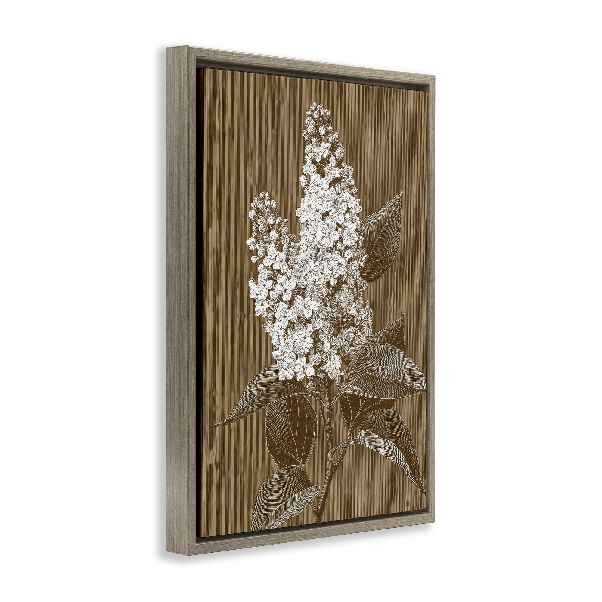 Stupell Industries Vintage Striped Lilac Study Brown Framed Floater Canvas Wall Art, design by Petal Prints Design