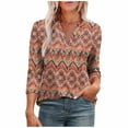 thumbnail image 2 of Hauts pour Femmes DYTTDG Mode T-shirt Décontracté Confortable Imprimé Col en V Manches 3/4 Blouse Été Mode Femmes 2025, 2 of 7