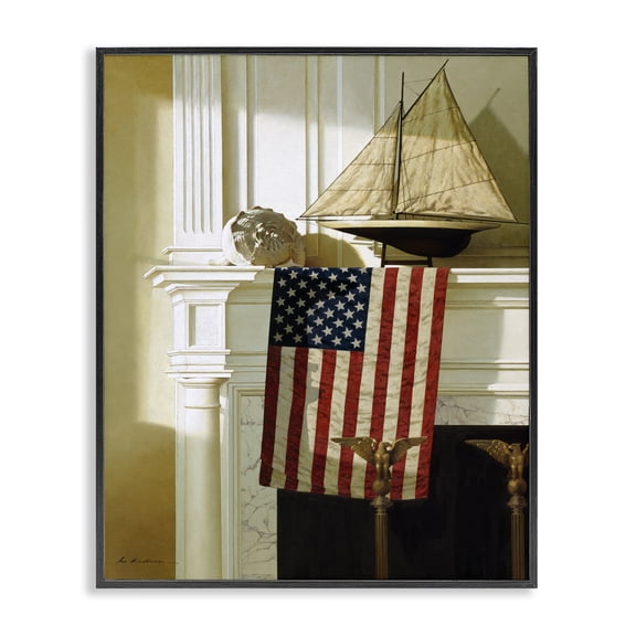 Stupell Industries Coastal US Nautical Mantle Still-Life Black Framed Giclee Art, 11 x 14, by Zhen-Huan Lu
