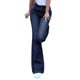 thumbnail image 5 of SAYOO Pantalones de campana de denim femenino con hebilla de cinturón y cintura alta retro SAYOO  moda, 5 of 10