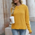 thumbnail image 3 of miqiqism Women's Loose Sweaters Hooded Juniors Casual Long Sleeve Solid Knit Sweatershirt Tops with Drawstring Hood Sweatershirts Fall Pullover Hoodie,Yellow,Small, 3 of 5