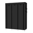 thumbnail image 3 of UDEAR Armario portátil organizador de ropa cubierta de tela no tejida con 6 estantes de almacenamiento, 2 secciones para colgar y 4 bolsillos laterales, negro, 3 of 5