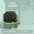 thumbnail image 3 of PawHut Covered Litter Box, Easy to Clean Open Including and Openable Front Cover & Litter Scoop, Green, 3 of 9