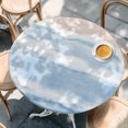 thumbnail image 4 of Ombre Blue Waves Round Tablecloth 36-44 Inch Round Fitted Table Cloth with Elastic Edge, Gradient Coastal Beach Sandy Ocean Waterproof Table Cover Protector for Outdoor Picnic Party Dining, 4 of 9