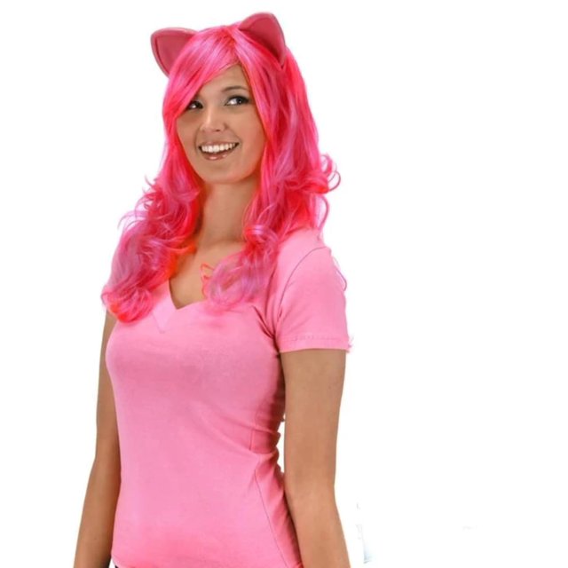 Peluca de disfraz de My Little Pony Pinkie Pie con orejas para adultos