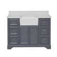 thumbnail image 6 of Zelda 48" Farmhouse Bathroom Vanity with Powder Gray Cabinet and Quartz Top, 6 of 7