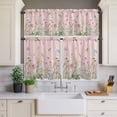 thumbnail image 4 of 3 Piece Kitchen Curtains and Valances Set Flower Pink Cafe Curtains 36 Inch Length Blue Pink Daisy Wildflower Floral Botanical Valance & Tier Curtain for Living Room Bedroom Window 54"x18"+27"x36"*2, 4 of 6
