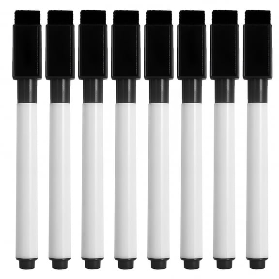 CCOCC 8 Pcs Black Magnetic Dry Erase Markers with Eraser Cap, Fine Point