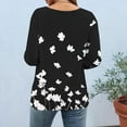 thumbnail image 5 of Charella 3/4 Sleeve Tops for Women Summer Dressy Casual Button down Crew Neck Shirts Floral Printed Loose Fit Tunic Blouses (XL, Black 1), 5 of 7