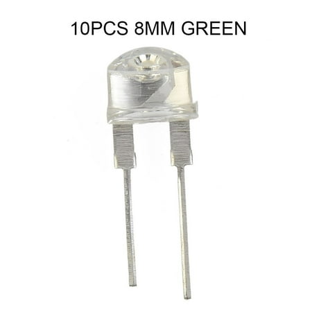 

RANMEI 10PCS 8MM Straw Hat Inline LED Lamp Light Emitting Diode White Red Blue 0.5W