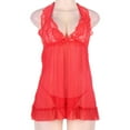 thumbnail image 4 of JSGEK Women's See Through Lingerie Sexy Erotic Lingerie Mesh Lace Camisole Nightwear Pyjamas Babydoll Teddies, Plus Size Red XXXXL, 4 of 5