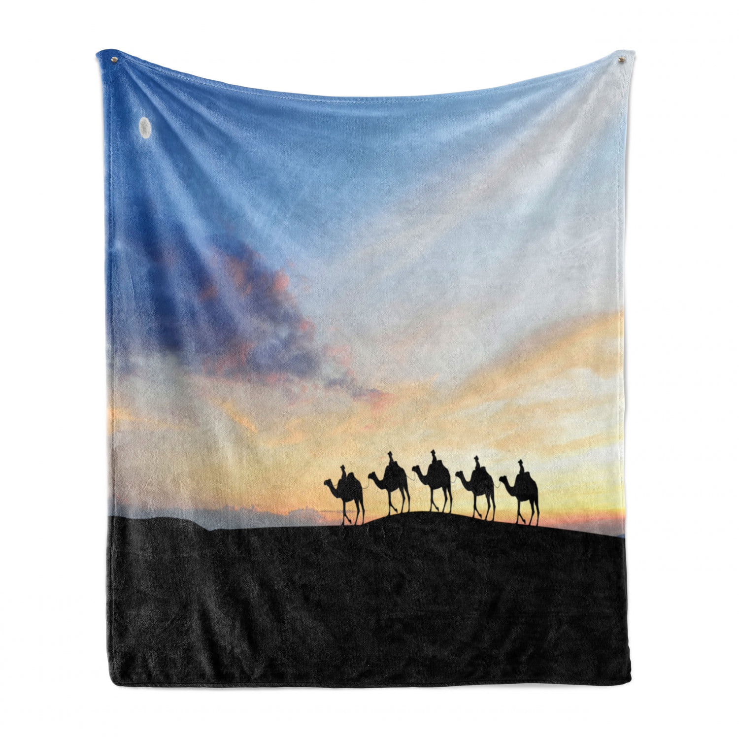 Cozy Plush for Indoor and Outdoor Use Woman in Traditional Clothes Riding a Camel in The Desert Traits Activities 70 x 90 Multicolor Ambesonne Oasis Soft Flannel Fleece Throw Blanket 