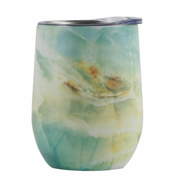 Egg cup stainless steel creative U-shaped red wine thermos cup big belly 12oz eggshell cup star agate green