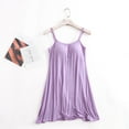 thumbnail image 3 of CUZIBR Women'S Nightdress Stain Skill V-Neck Sleeveless Spaghetti Strap Dressing Gown Solid Color Short Sleepwear Night Dress Short Negligees Chemise,Light Purple,M, 3 of 4