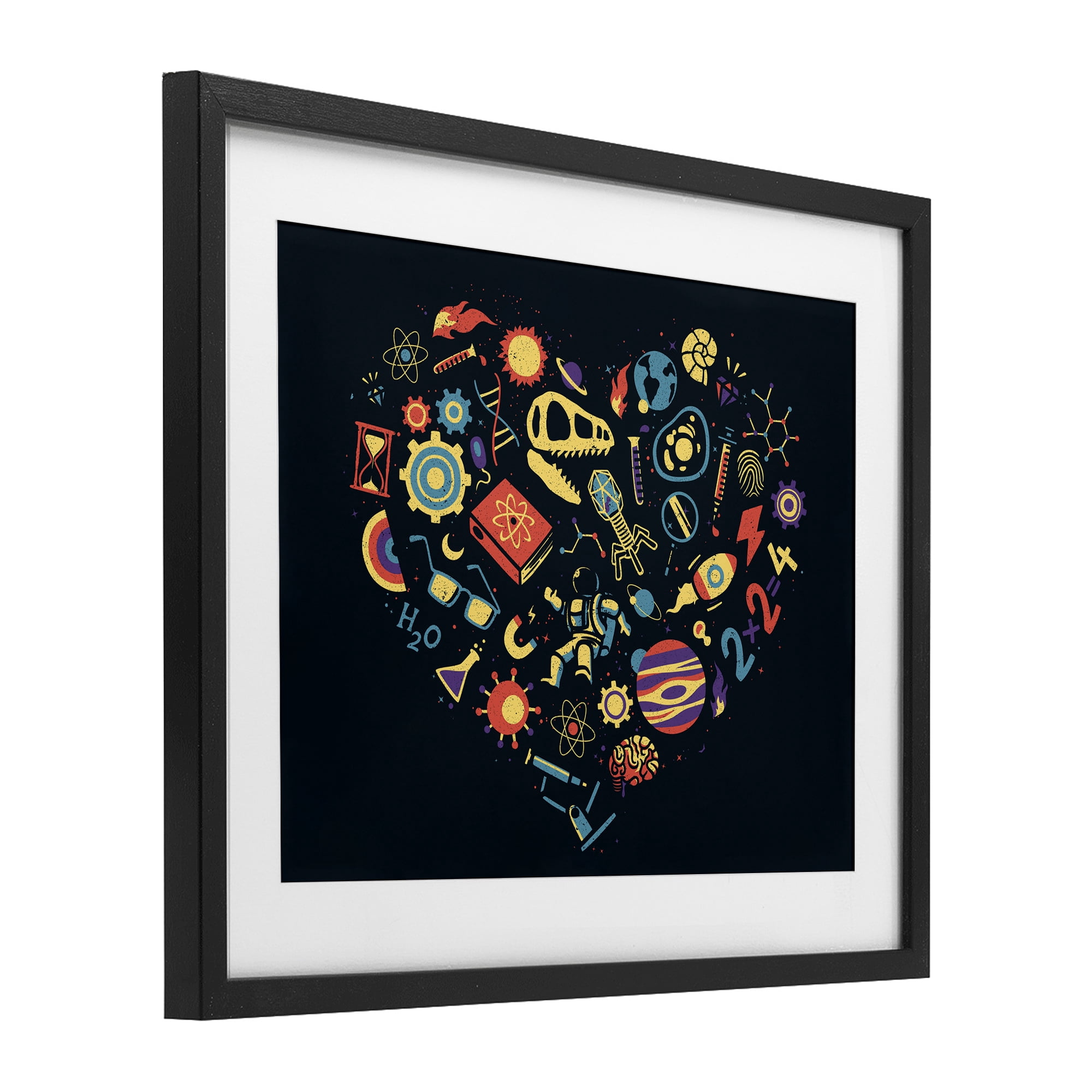 Stupell Industries Retro Science Heart Black Framed Print Under Glass, design by Tobe Fonseca