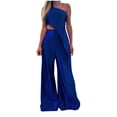 thumbnail image 2 of Idoravan Women Sets Clothing Womens Summer Solid Elegant Sleeveless Casual Top Plus Pants 2PC Set, 2 of 6