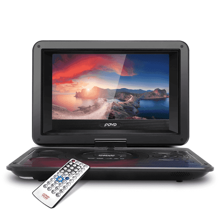13.9inch Portable DVD Player, 10.1" Swivel Screen, Built-in Rechargeable Battery Car DVD Player, Support CD/DVD/SD Card/USB/Connect TV, Remote Control, Black