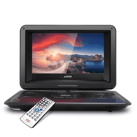 13.9inch Portable DVD Player, 10.1" Swivel Screen, Built-in Rechargeable Battery Car DVD Player, Support CD/DVD/SD Card/USB/Connect TV, Remote Control, Black