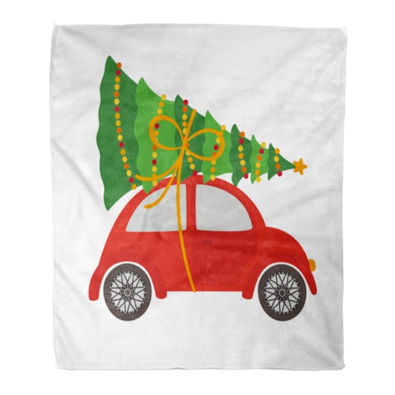 ASHLEIGH Throw Blanket 50x60 Inches Green Auto Car Christmas Tree Red Balls Cartoon Warm Flannel Soft Blanket for Couch Sofa Bed