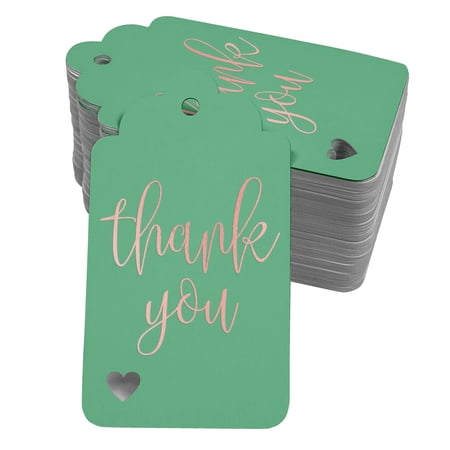 Inkdotpot Rose Gold Foil Paper Hang Tags ThankYou Bridal Shower-Baby Shower-Retirement-Wedding-Birthday Favor Tags 50 Pack