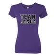 thumbnail image 2 of Wild Bobby, Varsity Team Jesus Inspirational/Christian Women Slim Fit Junior Tee, Purple Rush, Small, 2 of 5