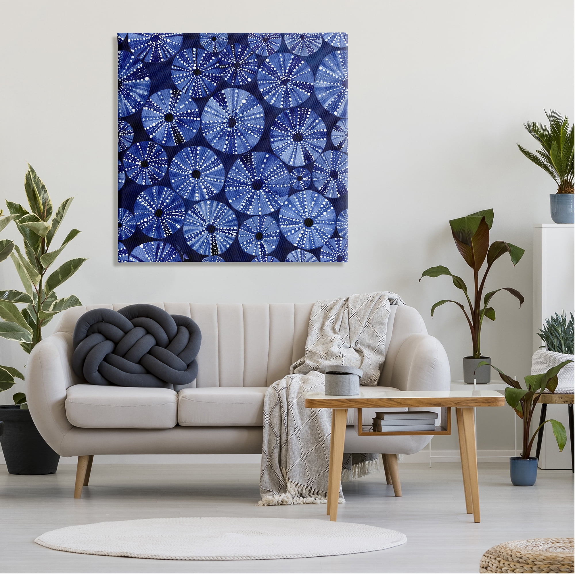 Stupell Industries Abstract Blue Sea Urchin Pattern Abstract Painting Gallery Wrapped Canvas Print Wall Art