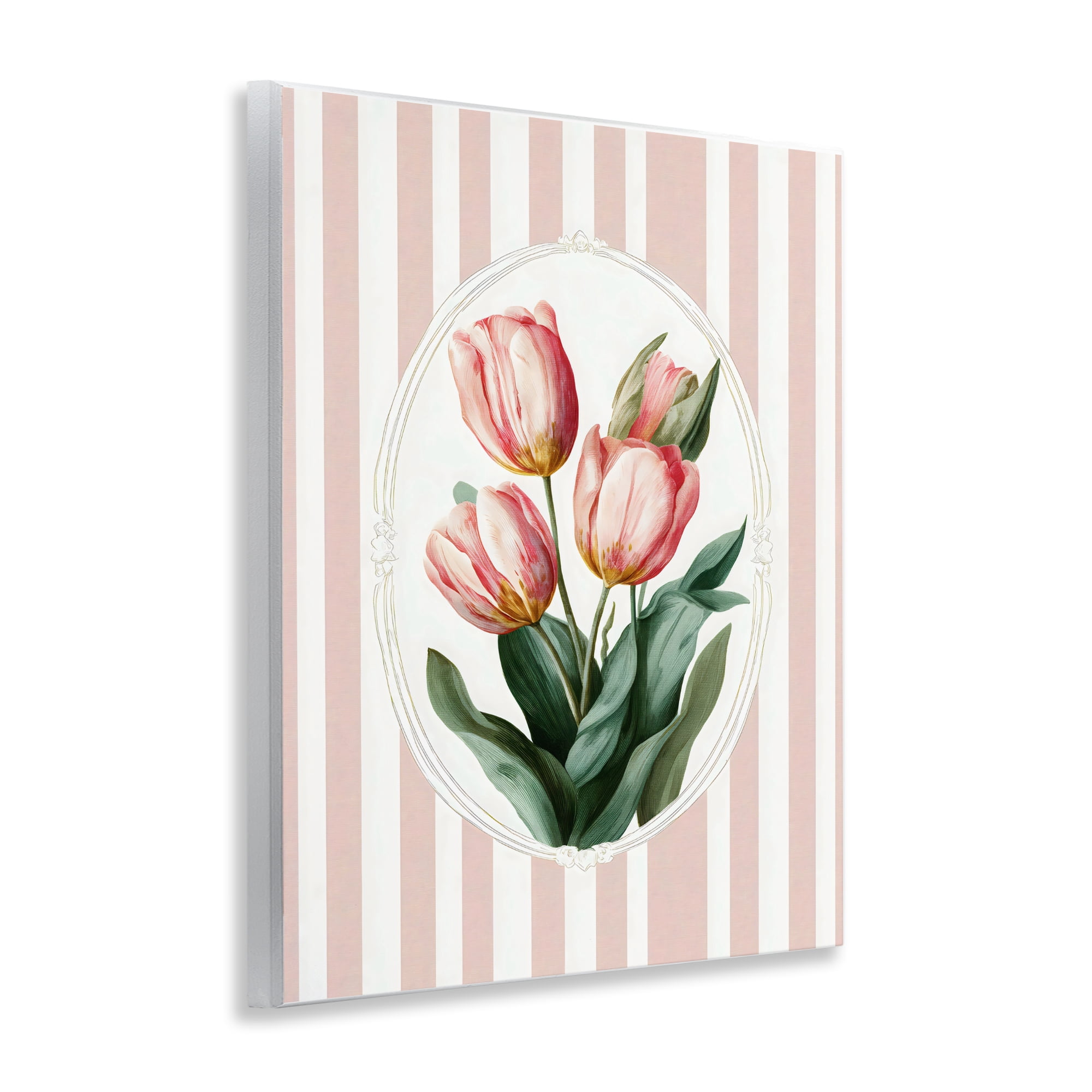 Stupell Industries Vintage Tulips on Stripes Wall Plaque Art, design by Ink Drop Loft