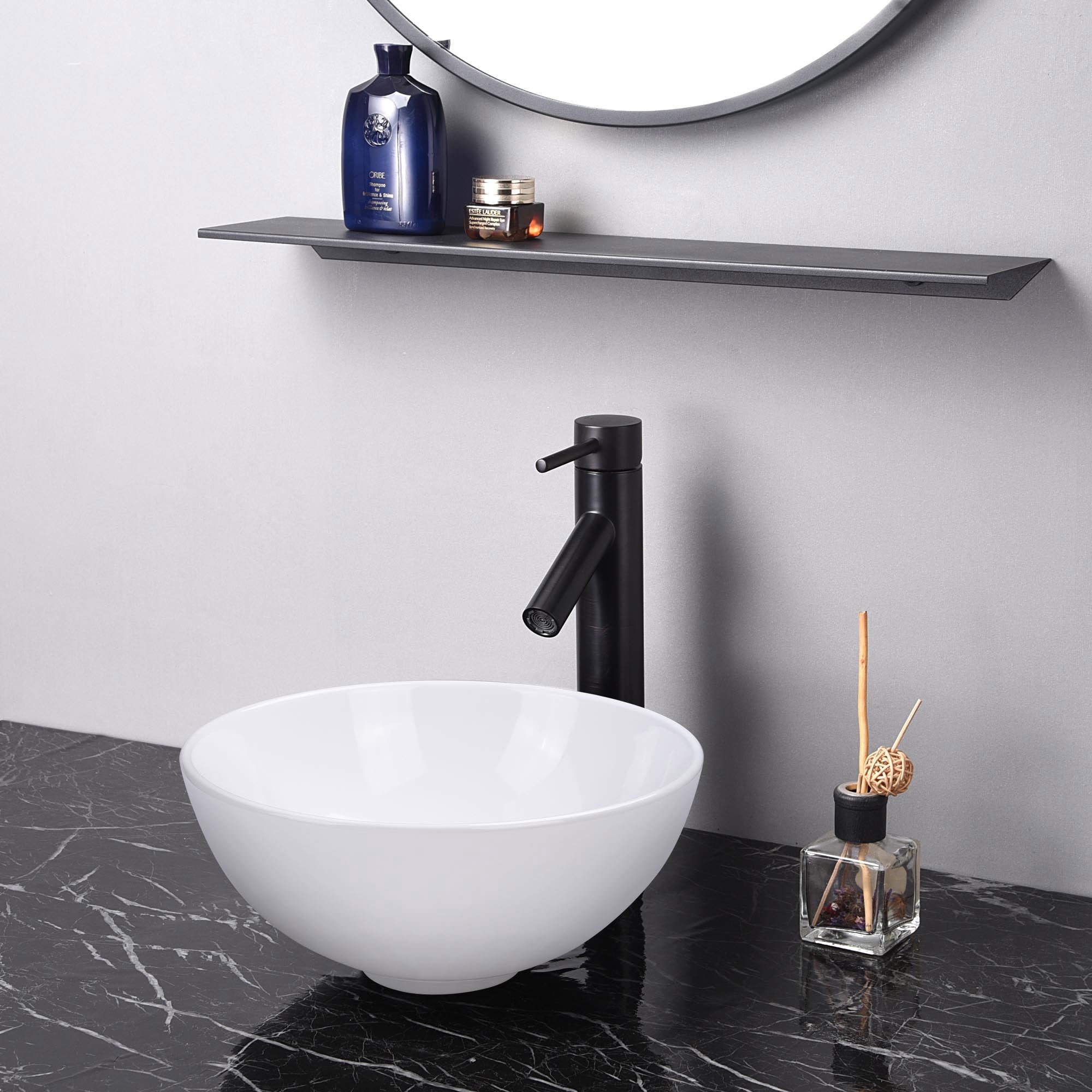 Aquaterior 12" Bathroom Vessel Sink Round Bowl Pop Up Drain Countertop 2 Pack