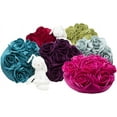 thumbnail image 7 of Multi Rose Motifs Felt 15-inch Round Decorative Throw Pillow (Fuchsia, Case + Insert), 7 of 7