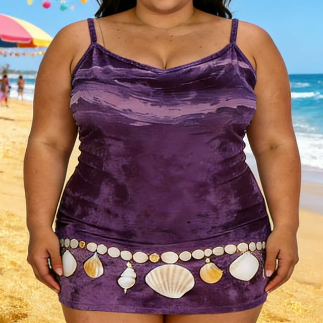 Roncen Robe Maxi Extensible pour Femmes - Robe de Plage Sans Bretelles à Imprimé Coquillages et Vagues pour Femmes pour Vacances en Complexe