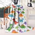 thumbnail image 2 of White Dinosaurs Colorful Species Palms Pattern Blanket,Comfortable Soft Lamb Wool Throw Blanket,All Season,Warm Lightweight Blankets for Sofa Bed Couch Living Room Chair,60"x80", 2 of 4