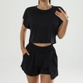 thumbnail image 5 of Maean Women's Athletic Outfit 2 Piece Set Quick Dry Short Sleeve Crop Tops and High Waist Shorts Pockets Tracksuit, 5 of 7