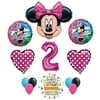 Minnie Mouse 2nd Birthday Party Supplies and Pink Bow 13 pc Balloon Decorations