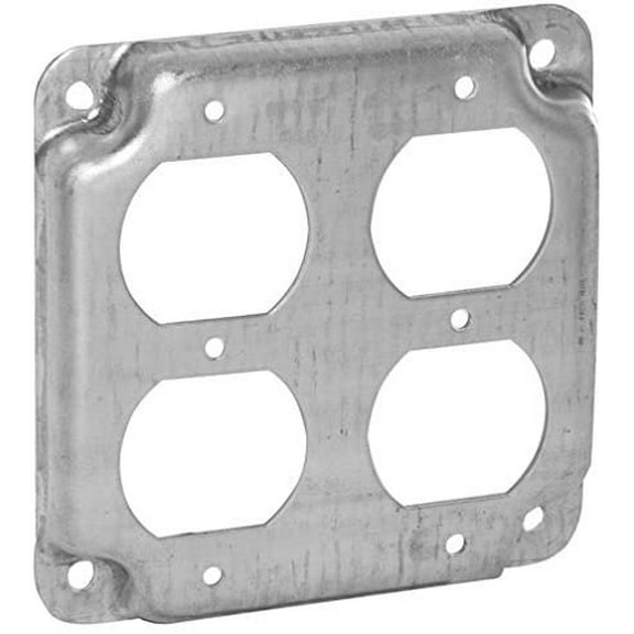 Hubbell-Raco 907C 2 Duplex Receptacles 4-Inch Square Exposed Work Cover