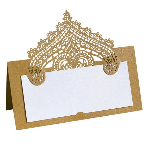 50PCS Laser Cut Place Cards - Pearlized Hollow-Out Heart Table Name Cards for Wedding, Baby Shower, Banquet & Special Events