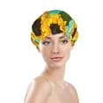 thumbnail image 3 of Balery Sunflowers With Green Leaves Shower Caps, Double Layer Waterproof Shower Cap, Double Layers Reusable Shower Cap With Soft Comfortable For Long Thick Hair Soft Bath Shower Hair Caps, 3 of 9