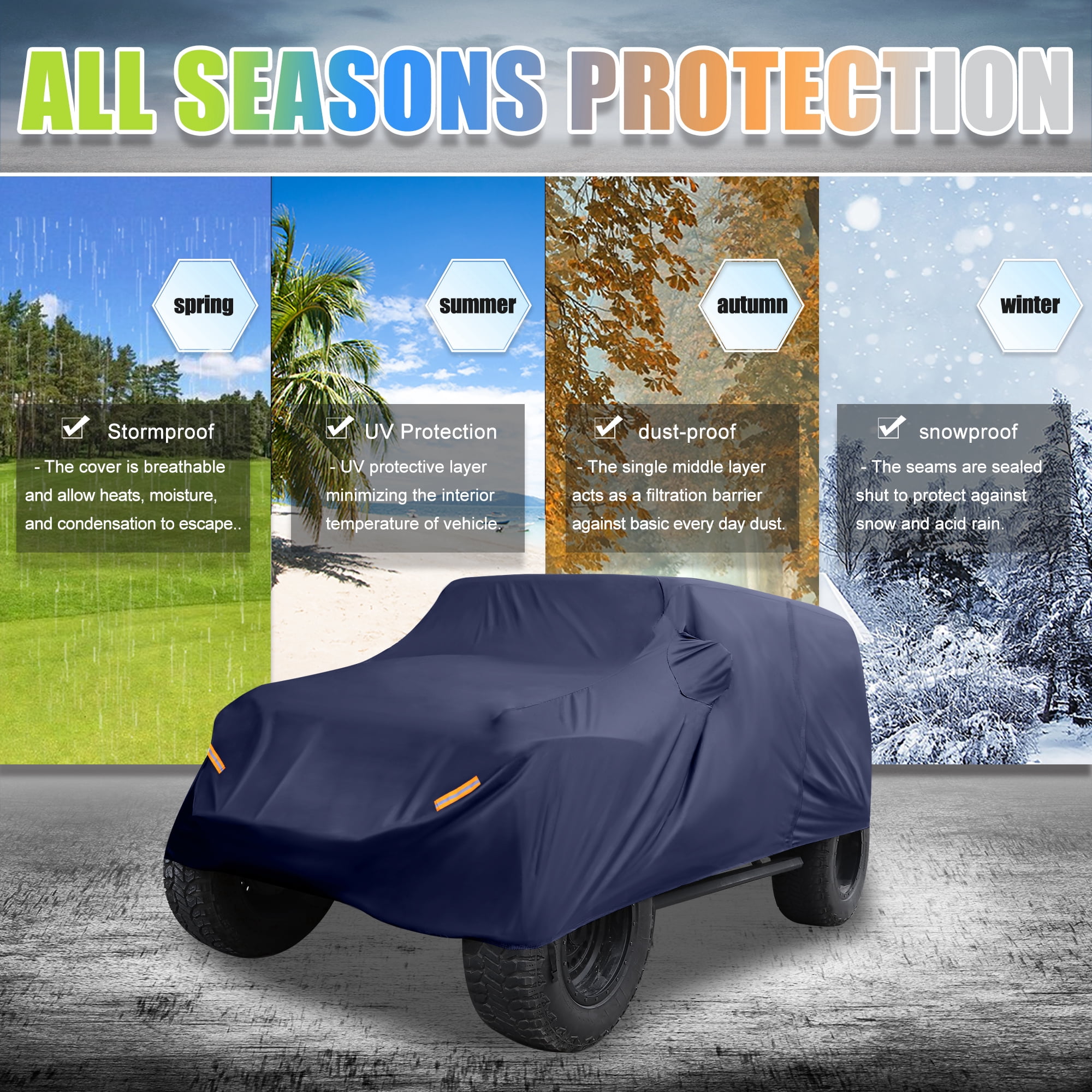 Unique Bargains SUV Car Cover for Jeep Wrangler JK JL 4 door 2007-2021 Sun Protection
