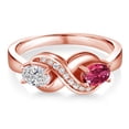 thumbnail image 2 of Gem Stone King 18K Rose Gold Plated Silver Lab Grown Diamond and Pink Tourmaline and White Created Sapphire Infinity Promise Ring for Women | 0.97 Cttw | Oval 6X4MM | Gemstone Birthstone | Size 5, 2 of 5