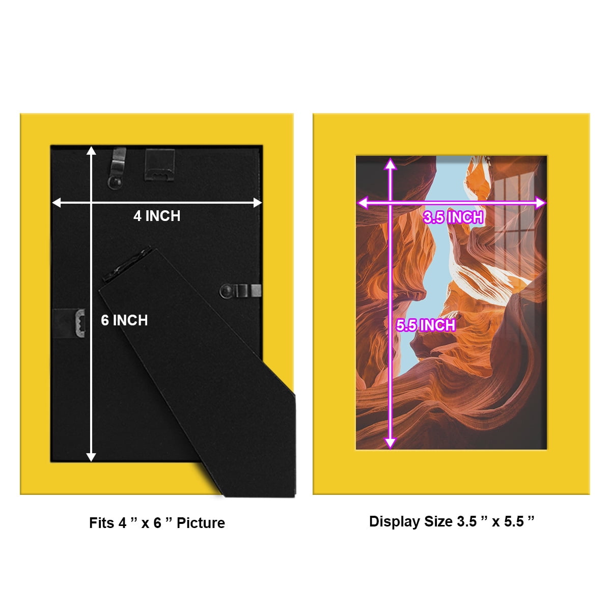 Modern 4 in. x 6 in. Yellow Picture Frame (Set of 4)